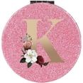 thumbnail image 1 of Portable Folding Shiny Double-Sided Makeup Mirror Leather Cosmetic Pocket Magnifying Hand Gold Letter Pattern Beauty Tool(O), 1 of 4