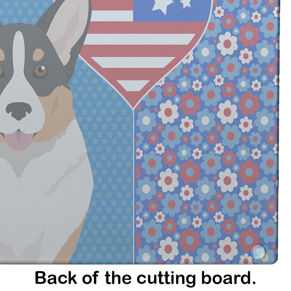 Tricolor Cardigan Corgi Glass Cutting Board Large 12 in x 15 in