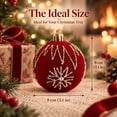 thumbnail image 4 of Euahivb Christmas Flocked Ball Ornament with Beaded and Rhinestone Design, Velvet Finish Hanging Bauble for Tree and Holiday Display, 4 of 8