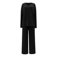 thumbnail image 6 of vigerkar 2 Piece Outfits for Women Long Sleeve Vneck Tops and Wide Leg Pants Ribbed Matching Lounge Set (Black, XL), 6 of 7