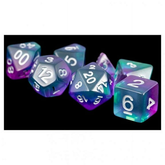 7-Set: 16mm: Aurora BUwh Metallic Dice Games LIC627