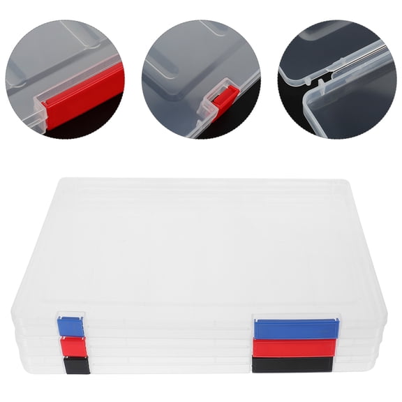 BESTYASH Set of 3 A4 Plastic Storage Boxes with Lids, Portable File Organizers for Home and Office, Assorted Colors