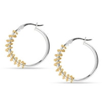 LeCalla 925 Sterling Silver Two-Tone Diamond-Cut Click-Top Hoop Earring for Women and Teen Jewelry Gift 27MM