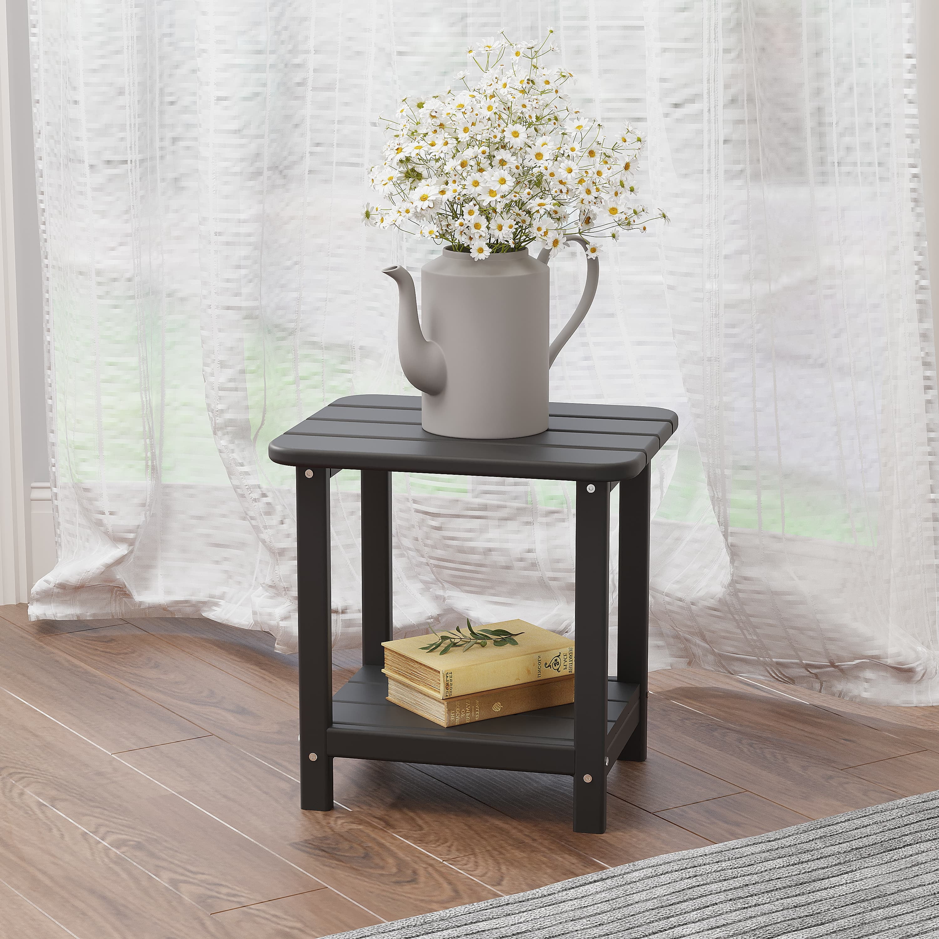 Prime Garden Patio Side Table Rectangle Adirondack Table for Outdoor