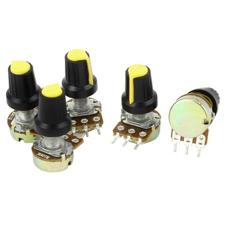 Unique Bargains 5pcs 100K OHM 3 Terminals Linear Taper Rotary Audio B Type Potentiometer Pot