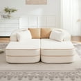 thumbnail image 3 of 77.2" Teddy Fabric No Assembly 32D High Density sponge Boneless Sofa,Fluffy Comfy Couch with double Chaises,Sleeper sofa,Contrast color design,Symmetrical aesthetics,for Living Room,White, 3 of 10