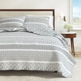 thumbnail image 6 of Striped Quilt Set - Lightweight, Soft, All-Season - 2-Piece Reversible Paisley Bedding Set (Twin / Twin XL, Grey), 6 of 6