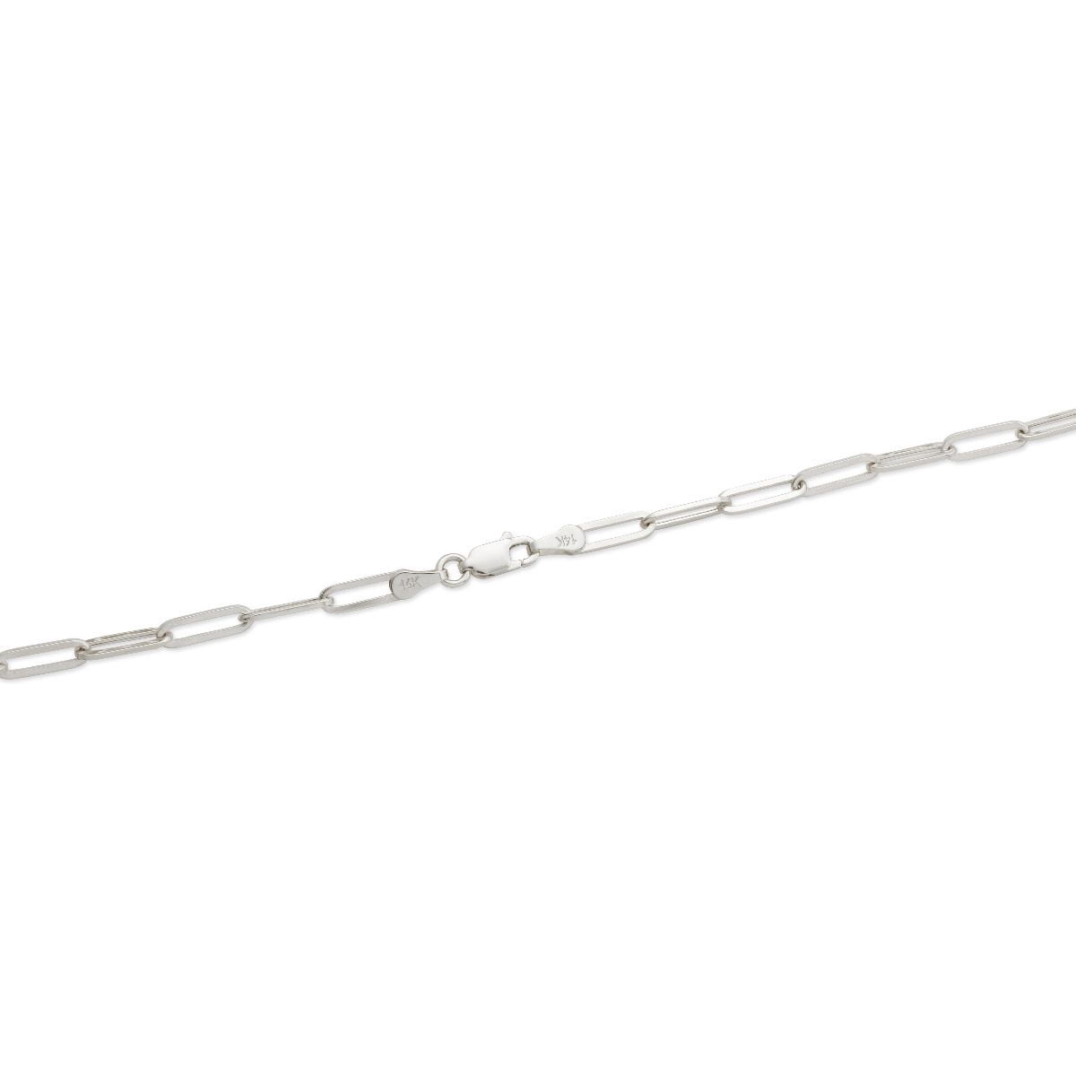 14k White Gold 4mm Paper Clip Link Necklace (24")