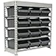 thumbnail image 3 of King's Rack Bin Rack Boltless Steel Storage System Organizer w/ 12 Plastic Bins in 4 tiers, 3 of 4