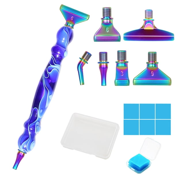 (Bolígrafo Azul Oscuro + 6 Brocas (con Caja Almacenamiento) + 6 Piezas Barro Diamante) Juego Brocas en Espiral Metal Colorido para Con Punta Bolígrafo Punto Metal