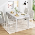 thumbnail image 4 of MIERES Marble Dining Table Set for 4, Faux Marble Kitchen Table and Chairs Set, Rectangle Dining Table with 4 Leather Dining Chairs, 5 Pieces Dinette Sets for Breakfast Nook, Apartment, White, 4 of 8