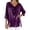 Z-Purple630, variant on Women's Blouse Loose Fit Cowl Neck Three Quarter Sleeve Solid Color Side Slit Casual Tee Spring Fall Cozy Female Tops