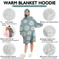 thumbnail image 5 of Teal Daisy Flower Golden Centers Pattern Wearable Oversized Blanket,Wearable Blanket Hoodie for Adults,Cozy Hooded Blankets with Super Pockets,Super Warm Fuzzy Pullover for Women & Men, 5 of 6