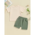 thumbnail image 3 of Toddler Kids Boy Shorts Clothing Set 0 6 12 18 24 Months 2T 3T 4T Letter Tractor Print Short Sleeve Round Neck T-Shirt with Solid Shorts 2Pcs Outfit, 3 of 9