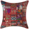 thumbnail image 2 of Stylo Culture Ethnic Bohemian Cotton Red Large Throw Pillow Covers 24x24 Patchwork Vintage Sofa Winter Throw Pillow Covers Abstract Floral 60x60 cm Decorative Cushion Covers (Set Of 2), 2 of 4