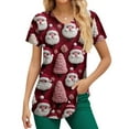 thumbnail image 3 of Garbnen Christmas Scrubs for Women Funny Xmas Printed V Neck Short Sleeve Fall Scrub Tops for Women Fitted Nurse Uniforms with Pocket S-5XL, 3 of 5