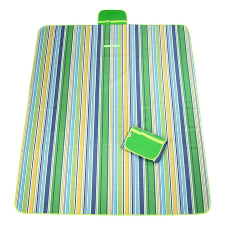 Unique Bargains Outdoor Camping Stripe Pattern Picnic Mat Lawn Green 145 x