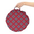 thumbnail image 2 of Antique Oriental Round Floor Cushion with Handle, Bohemian Mosaic Tiles Style Traditional Middle Eastern Motif, Pillow for Living Room & Dorms, 18" Round, Slate Blue and Dark Pink, by Ambesonne, 2 of 4