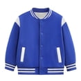 thumbnail image 4 of UDAUDU Kids Varsity Baseball Jacket Color Block Bomber Coat Button Down Lightweight Unisex Boys Girls Fall Winter School Outwear Blue 14-15 Years, 4 of 7