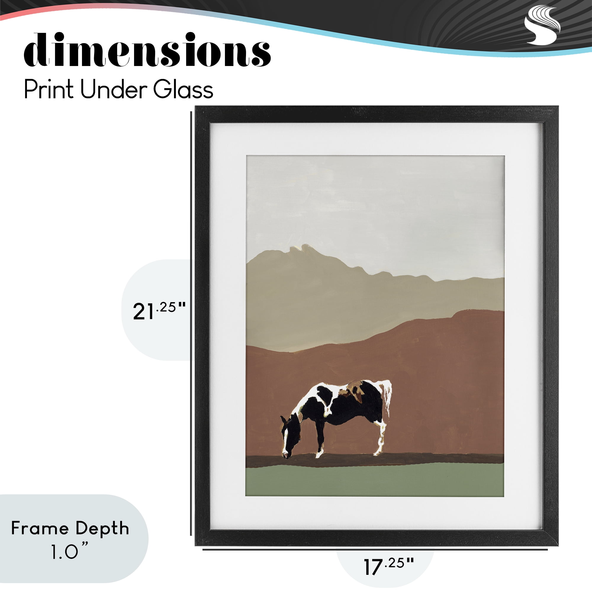 Stupell Industries Modern Mountains Horse Black Framed Print Under Glass, design by Patricia Pinto
