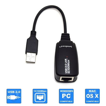 Zettaguard USB to Ethernet 10/100 Fast LAN Wired Network USB Ethernet Adapter and Port