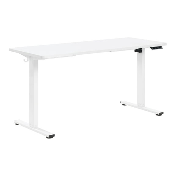 Primo 59"W Sit to Stand Engineered Wood Desk in White Finish