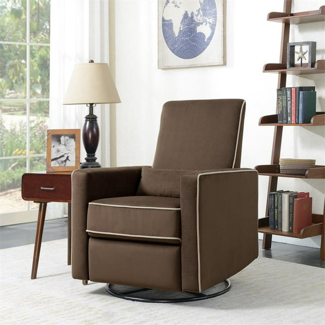 Planeur Inclinable en Peluche avec Base Pivotante en Brun Café