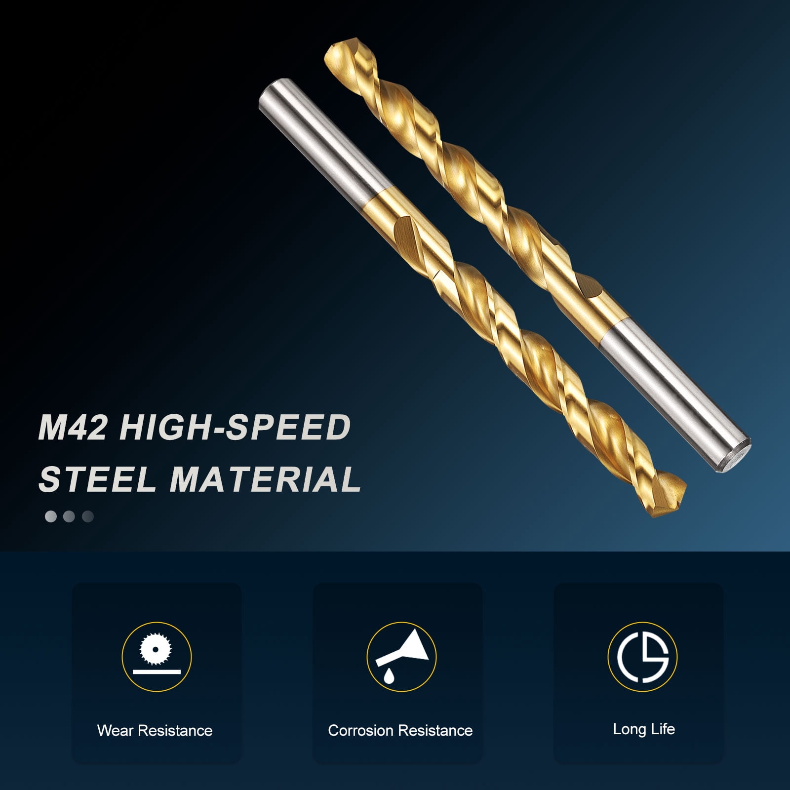 Uxcell 11mm Drill Bit, M42 8% Cobalt High-Speed Steel Jobber Straight Shank 135° Titanium Nitride (TiN) Coated for Hard Metal Stainless Steel - 6 Pack