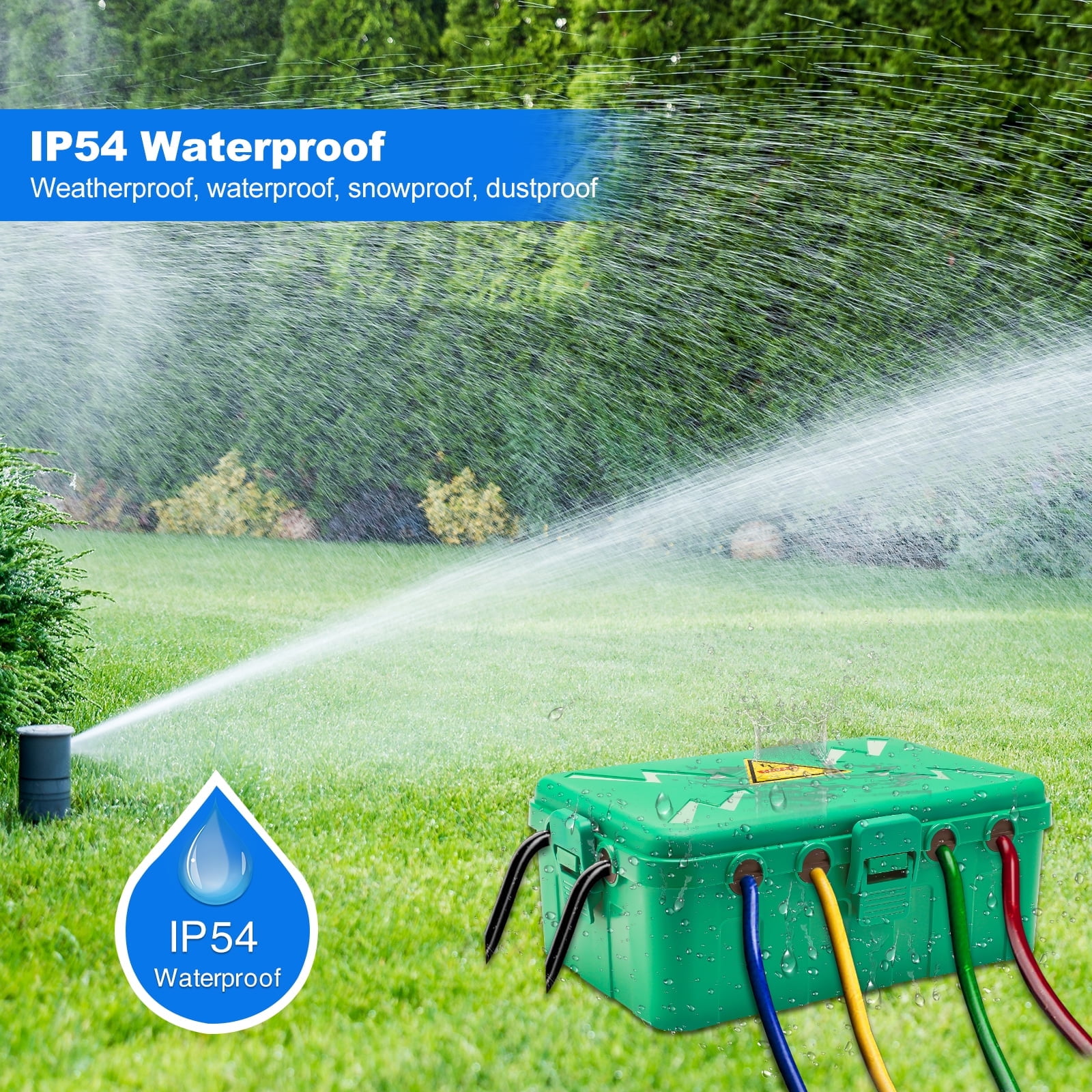 Kcpolre Large Outdoor Electrical Box (12.6x8.7x5.1 inch) , IP54 Weatherproof Electrical Box with 8 Cable Ports, Wall-Mountable for Power Strips, Holiday Lights, Pool Pumps, Green