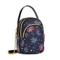 thumbnail image 7 of FORMRS Crossbody Bag for Women Quilted Travel Shoulder Cell Phone Purse with Chain Strap Handbag, Red and Blue Fireworks Pattern, 7 of 7