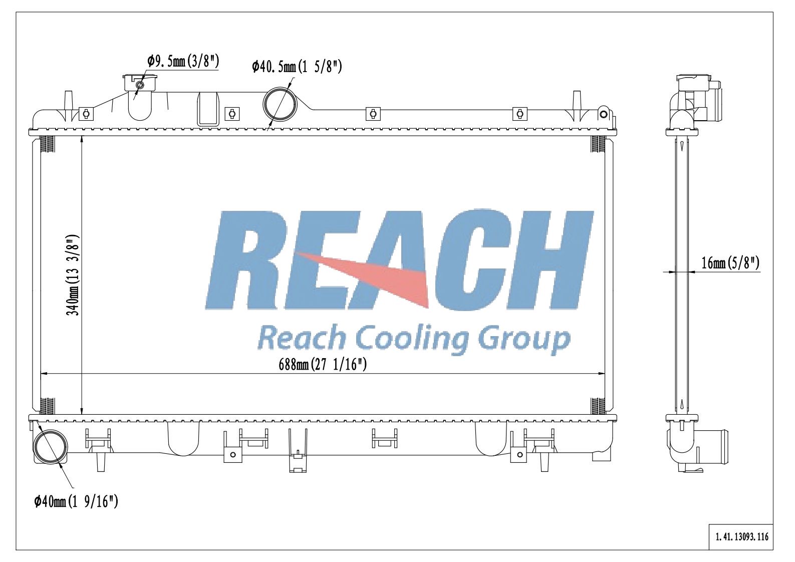 REACH Radiator 41-13093 for 14-08 Subaru Impreza; 14-13 Subaru WRX STI