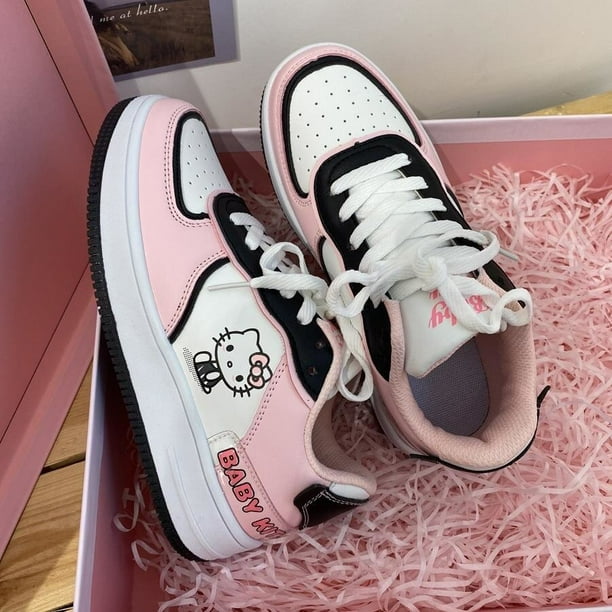 Sanrio-zapatos Kawaii de Hello Kitty para mujer, zapatillas informales transpirables y ligeras que combinan con todo, deportivas rosas para niña