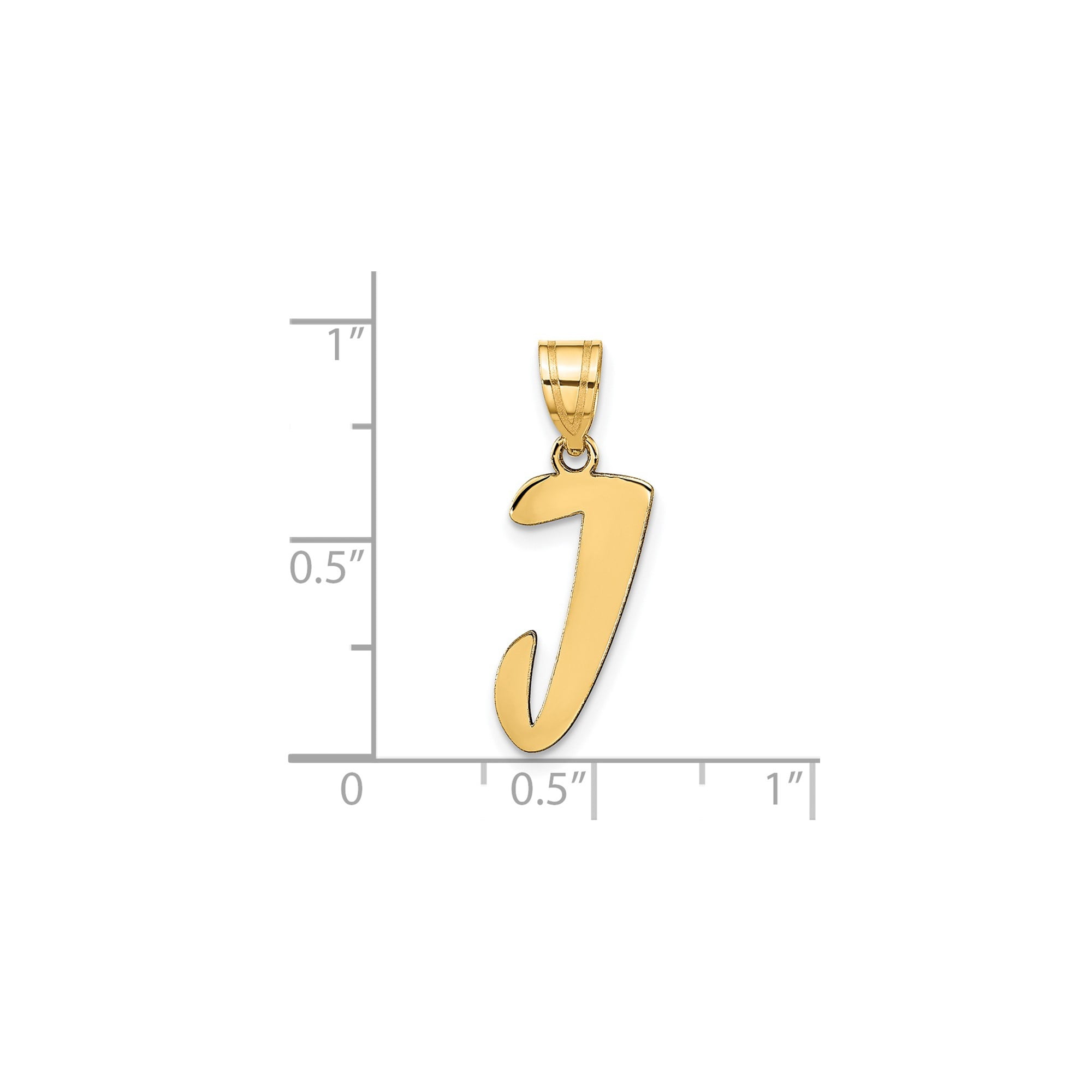 14k Yellow Gold Script J Pendant Necklace for Women or Unisex, Polished Initial Charm, Monogram Letter Jewelry for Everyday or Special Occasions