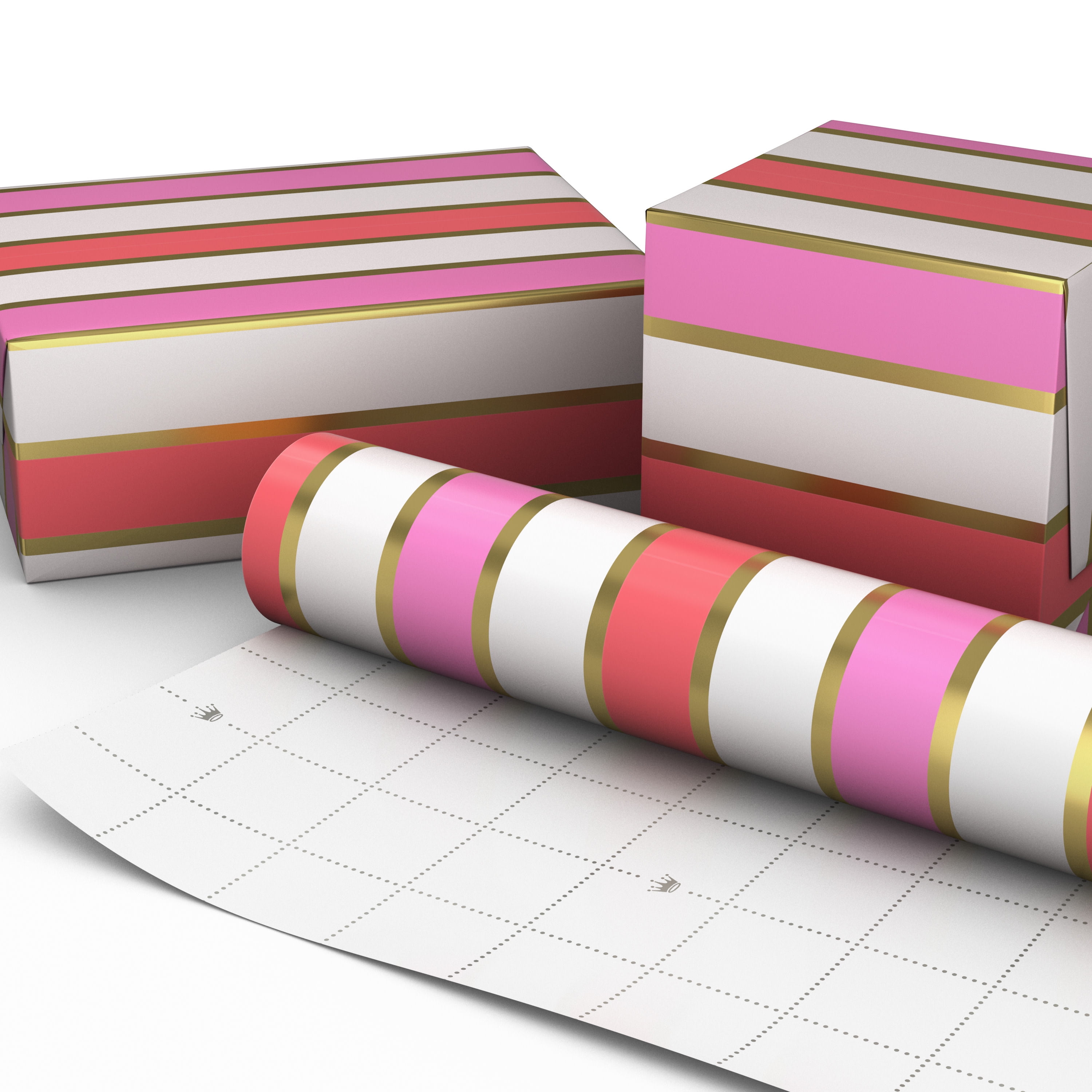 Hallmark Wrapping Paper Roll (Pink and Gold Foil Stripes) 17.5 sq. ft.