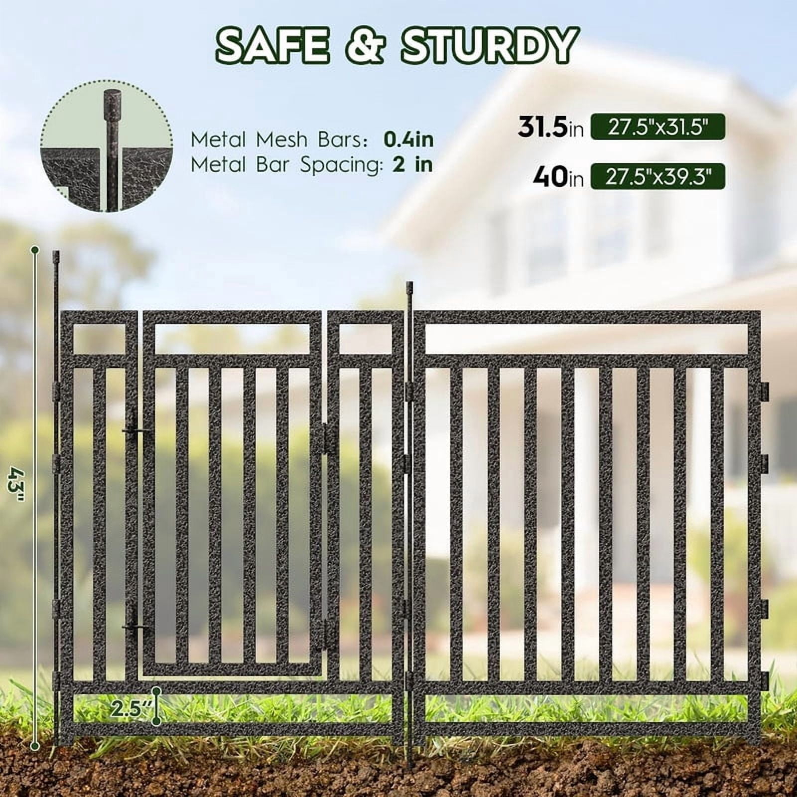 SPZONE 40 in H x 72 ft L Outdoor Garden Fence with Gates, 28 Panels + 4 Gates, Weather-Resistant Yard Barrier for Privacy & Decoration, Black/Silver
