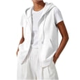 thumbnail image 2 of Women's Sleeveless Zip Up Hoodies Vest Plus Size Lightweight Drawstring Waistcoats Loose Fit Jackets Vests, 2 of 9