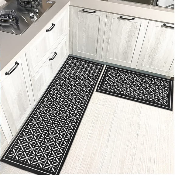 Kitchen Rugs Kitchen Mat Set of 2 Kitchen Rug Non-Slip Kitchen Rugs and Mats 47.3x17.3/31.5x17.3 Inch Floor Mat Doormat Runner Rug for Kitchen, Laundry, Living Room, Bedroom, Bathroom, Front Door