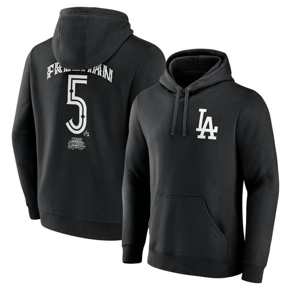 Men's Freddie Freeman Black Los Angeles Dodgers Mister Cartoon Name & Number Pullover Hoodie