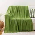 thumbnail image 4 of Green Throw Blankets,Lightweight Textured Knit Blanket with Tassels,Spring Throws,50"x60", 4 of 9