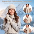 thumbnail image 6 of KOITHOT 3 Pcs Women Winter Beanie Hat Gloves Scarf Set, Chenille Winter Hat with Thick Soft Touch Screen Gloves Long Warm Scarf Knitted Beige, 6 of 7