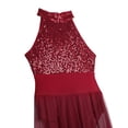 thumbnail image 5 of TiaoBug Womens Sequins Halter Ballet Dance Maxi Leotard Dress Lyrical Dance Costume Burgundy X-Large, 5 of 7