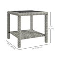 thumbnail image 2 of Dark Grey Rattan Coffee Table w/ Glass Top & Storage | 18.9" Outdoor Patio Table for Porch, Balcony, Deck, 2 of 7