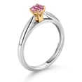 thumbnail image 3 of Gem Stone King 10K White and Yellow Gold Pink Lab Grown Diamond Solitaire Engagement Ring for Women (0.25 Cttw, Gemstone April Birthstone, Round 4MM, Size 5), 3 of 4