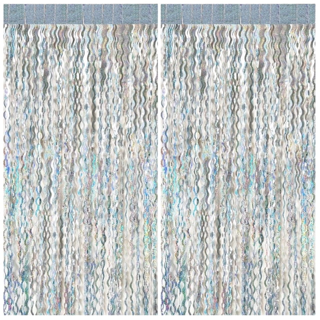 Cortina de fondo con flecos de aluminio BOMSI Silver Tinsel para fiestas