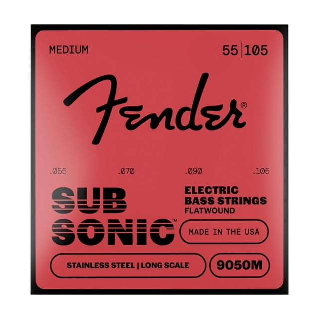 Fender 9050M Stainless Steel Flatwound Long Scale Electric Bass Guitar Strings - Medium