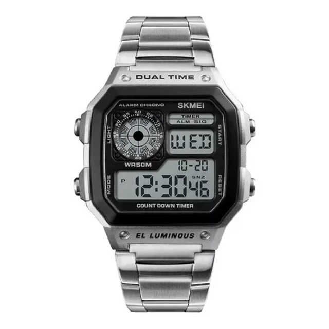 Reloj Skmei Impermeable Luminoso Para Hombre Color De La Correa Plateado