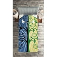 thumbnail image 2 of Ambesonne Peace Quilted Coverlet 2 Pcs, Ying Yang Tree, Twin Size, Black Green and Blue, 2 of 2
