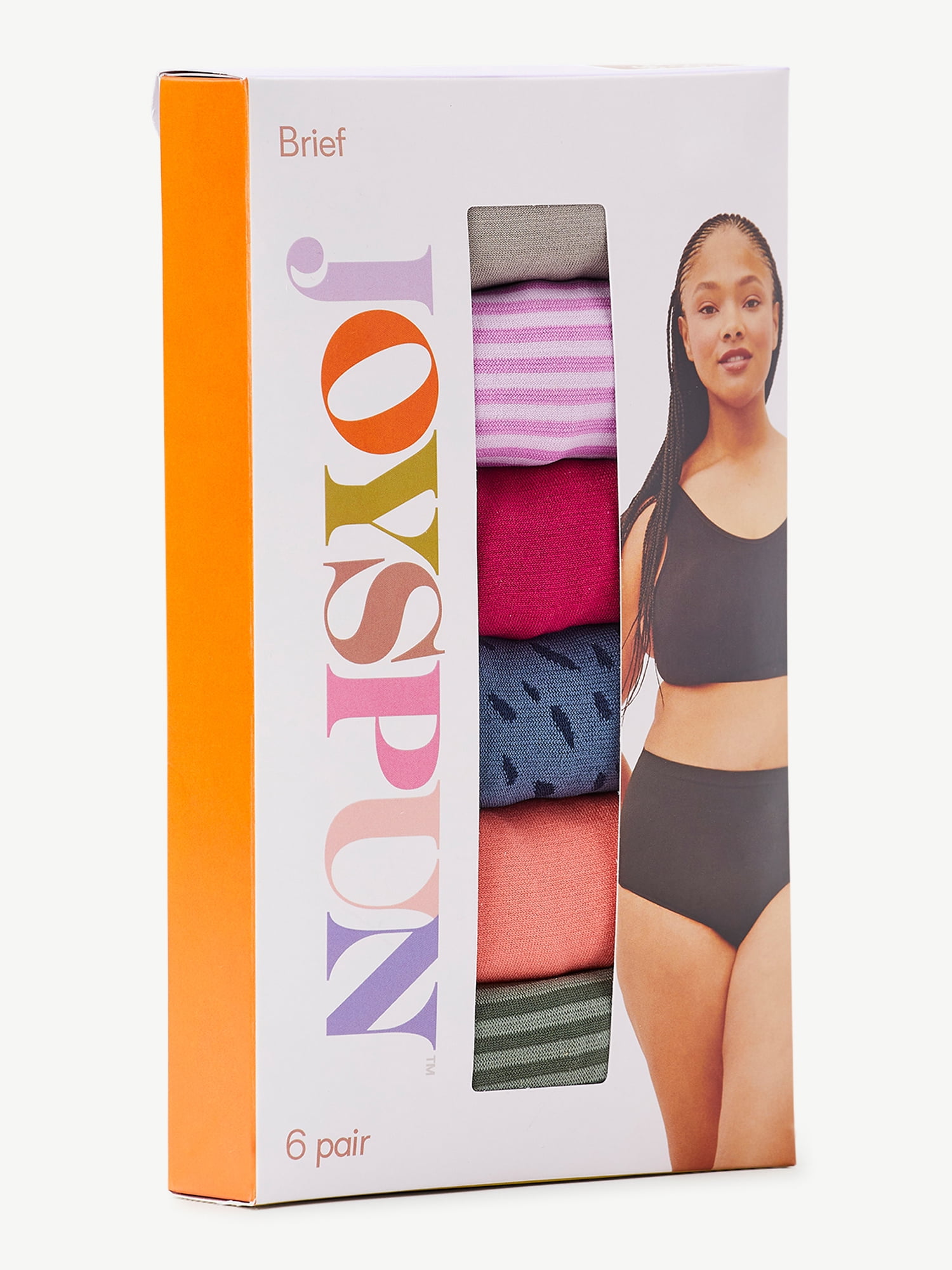 Joyspun Women's Seamless Brief Panties, 6-Pack, Sizes XS to 3XL