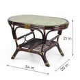 thumbnail image 2 of SK New Interiors Pelangi Oval Coffee Table Natural Rattan Wicker ECO Handmade Design w/ Glass Top, Dark Brown, 2 of 7