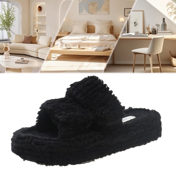 Suaves Y Acogedoras para Mujer Pantuflas Felpa Planas Cálidas Otoño E Invierno